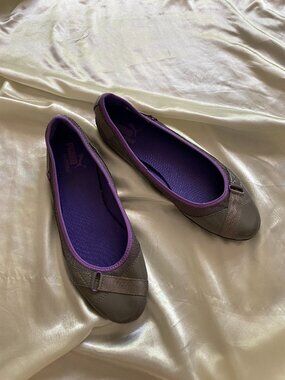 Vintage y2k Puma Speed Princess Gray Purple Patent Leather Ballet Flats Size 9